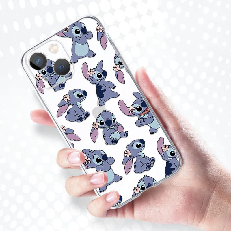 Disney Stitch Angel TPU Phone Case For iPhone 16 15 13 Pro Max 13 12 11 Pro X XR XS MAX 14 Plus Mini Cute Y2k Couple Soft Cases