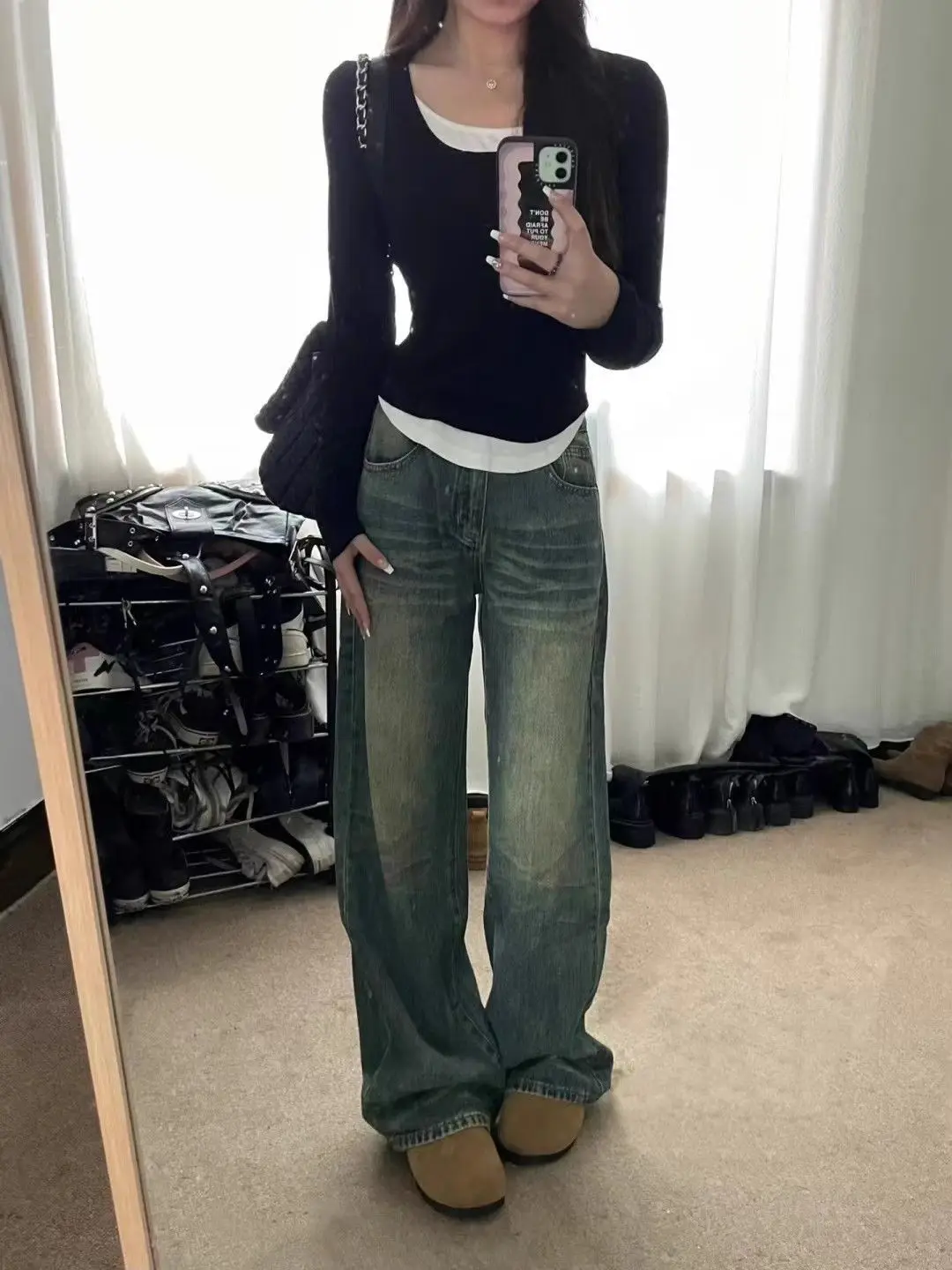 

Y2K расклешенные джинсы джинсовые женские потертые потертые рваные потертые подол женская мода гранж альтернатива панк-рок готический эмо