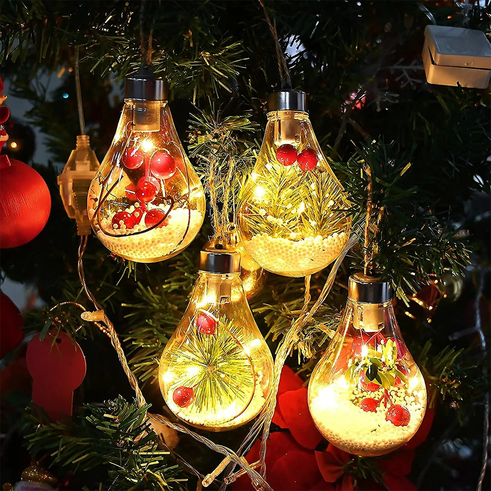 

Led Light Bulb Transparent Christmas Ball Christmas Tree Decoration Pendant Light Ball Festive Home Decoration Style Variety