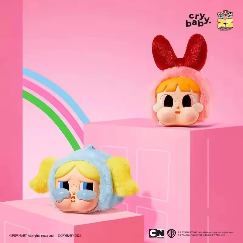 Caja ciega de felpa con cara de la suerte de la serie Powerpuff Girls, bonito juego de moda, muñeco colgante, regalo más vendido, regalos de edición remasterizada 1:1