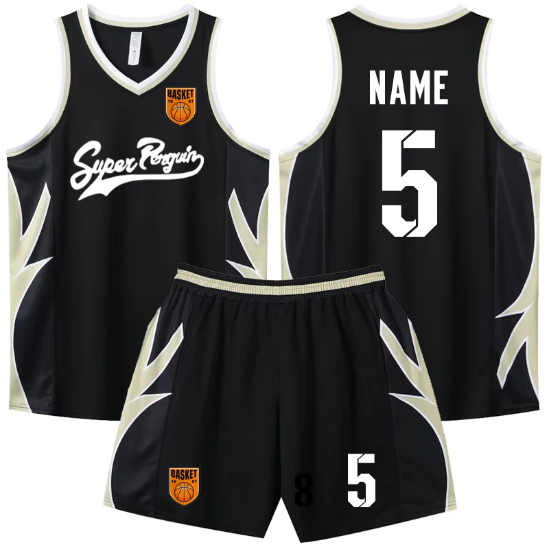 Men Youth Basketball Match Training Jersey Sets Customize Sleeveless Breathable Quick-dry Shirt Shorts Sports Clothes New