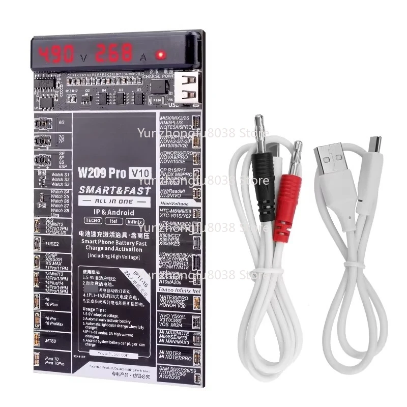 W209 PRO V10 Battery Activation Board Test Fixture for I-Phone 11 12 13 14 15 16 PRO MAX Android Short Circuit Fast Charging
