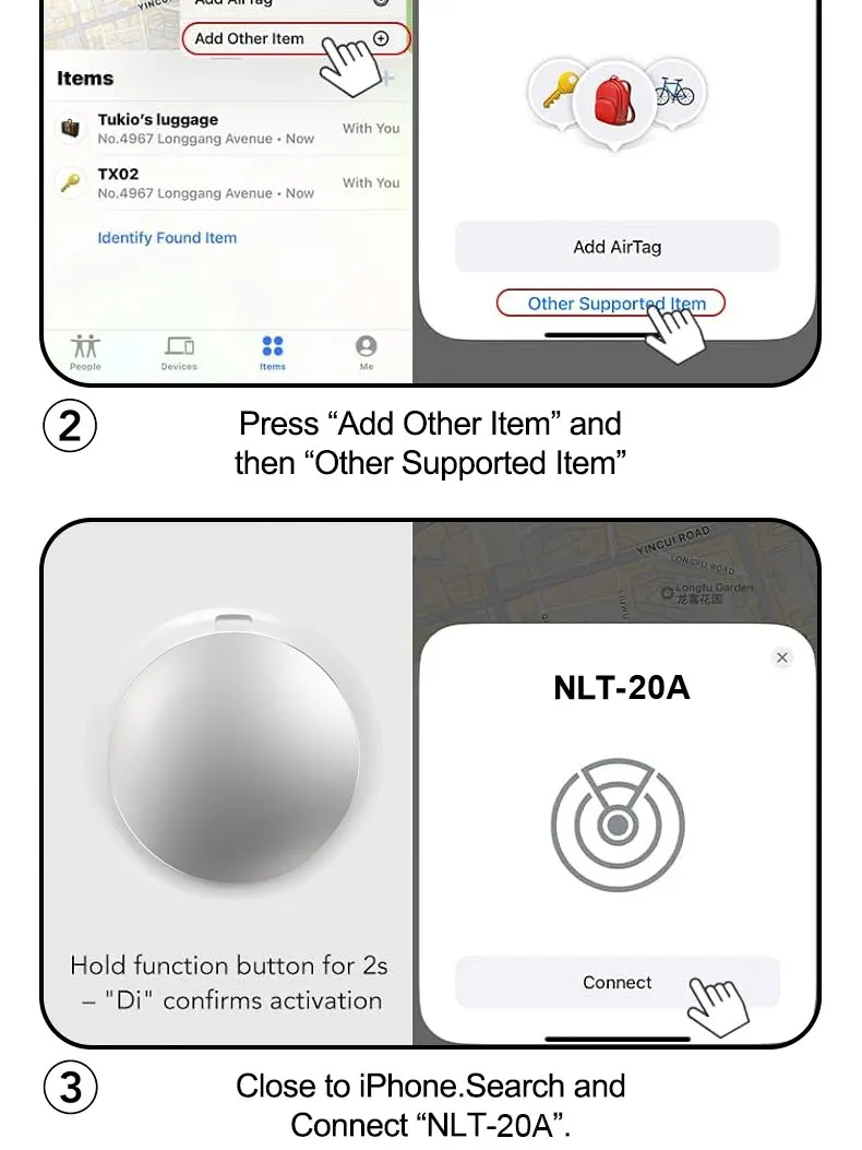 Anti-Verlust AirTag Smart Tag 4er-Pack, GPS-Tracker Kompatibel mit Apple iOS, Ortungsgerät für Schlüssel, Geldbörse, Auto, Haustiere – Detail 11