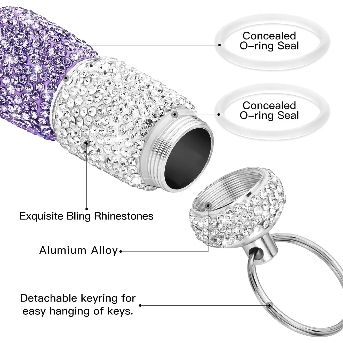 Bling Pill Case Travel Rhinestone Waterproof Fashion Pill Holder with Keychain Luxury Cute Storage Box for Outdoor Camping Case