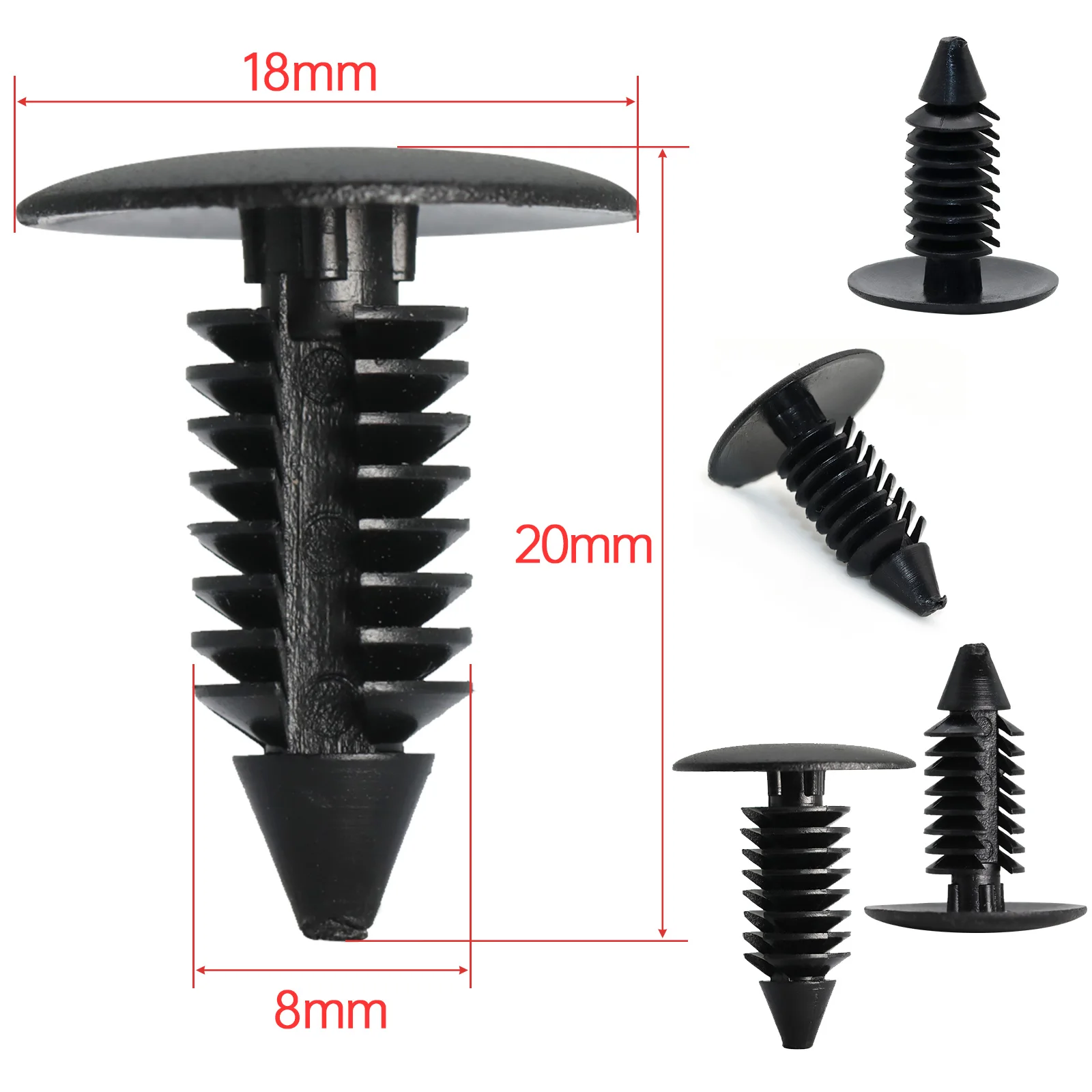 10/20/30/40/50/100pcs Universal 8mm Hole Car Fender Bumper Clips Plastic Rivet Fasteners Auto Roof Tailgate Lining Retainer