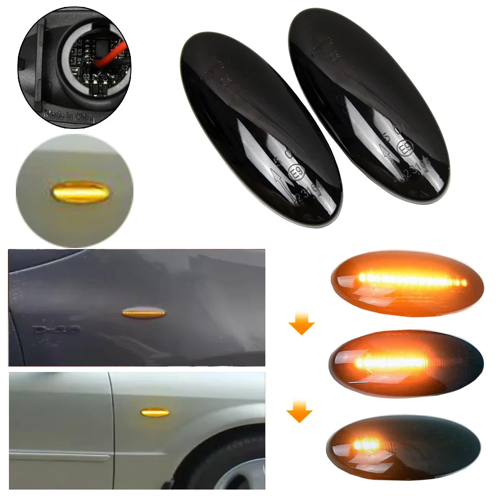 For Renault Koleos 2007-2011 Pre-facelift Dynamic LED Side Repeater Wing Fender Sequential Turn Signal Light Car Styling Lamp