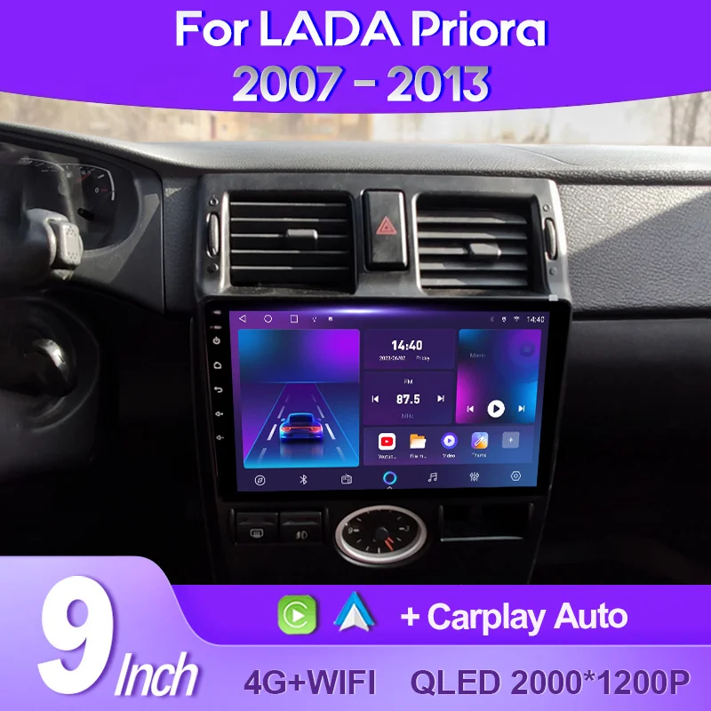 QSZN For LADA Priora I 1 2007 - 2013 2K QLED Android 13 Car Radio Multimedia Video Player GPS AI Voice CarPlay Head Unit 4G DSP