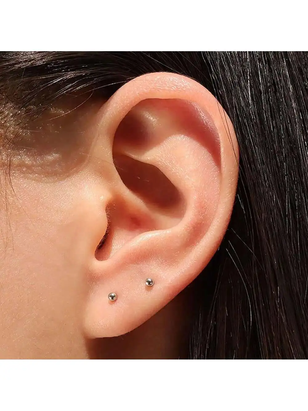 10 Pair Tiny Gold Flat Back Stud Earrings Set
