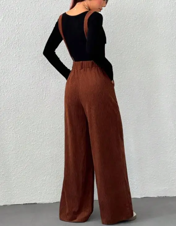 Macacões casuais femininos temperamento deslocamento feminino uso diário outono & inverno moda veludo macacão para mulher