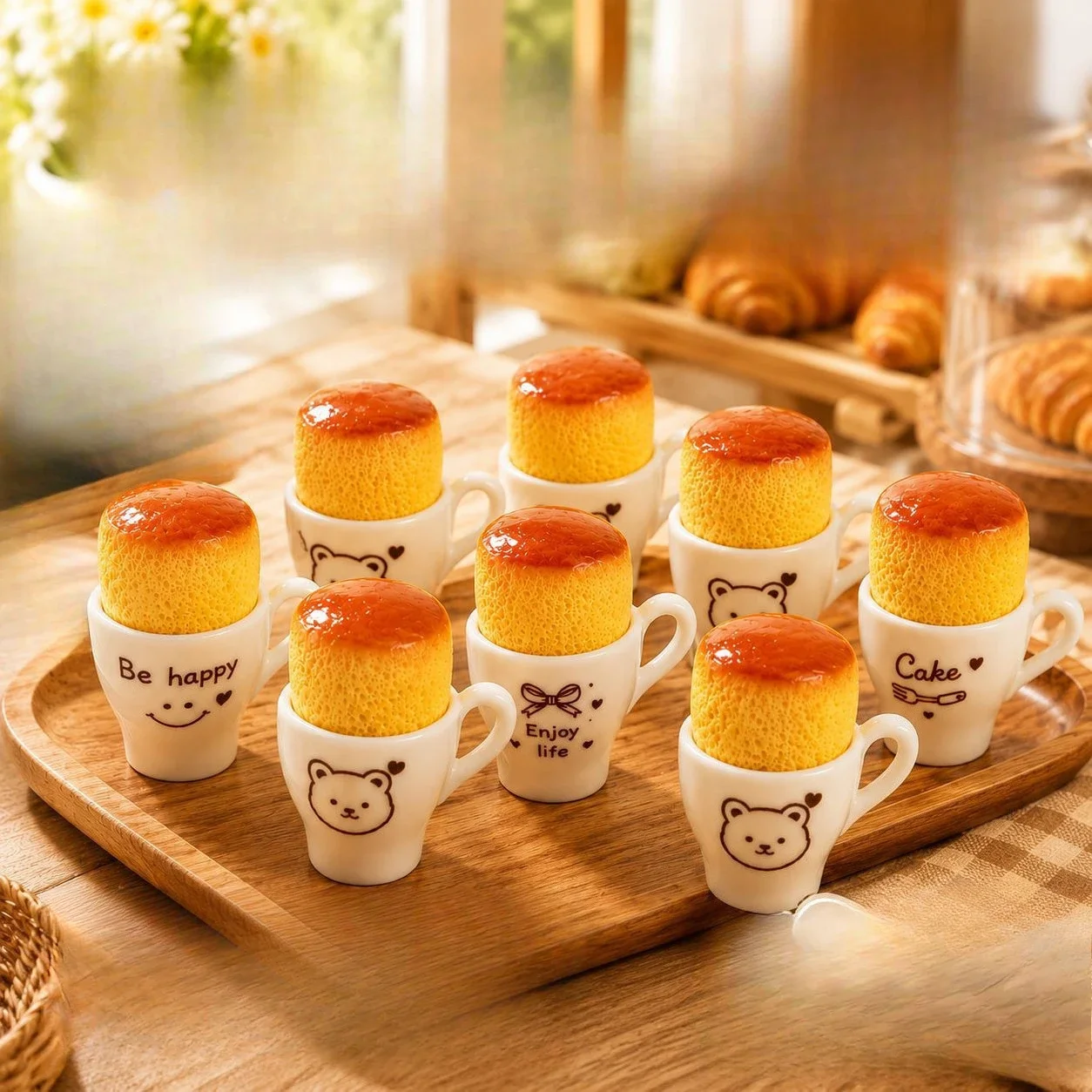 100pcs Kawaii Simulation Mini Souffle Cake 3D Resin Dollhouse Kitchen Ornament DIY Keychain Jewelry Accessories