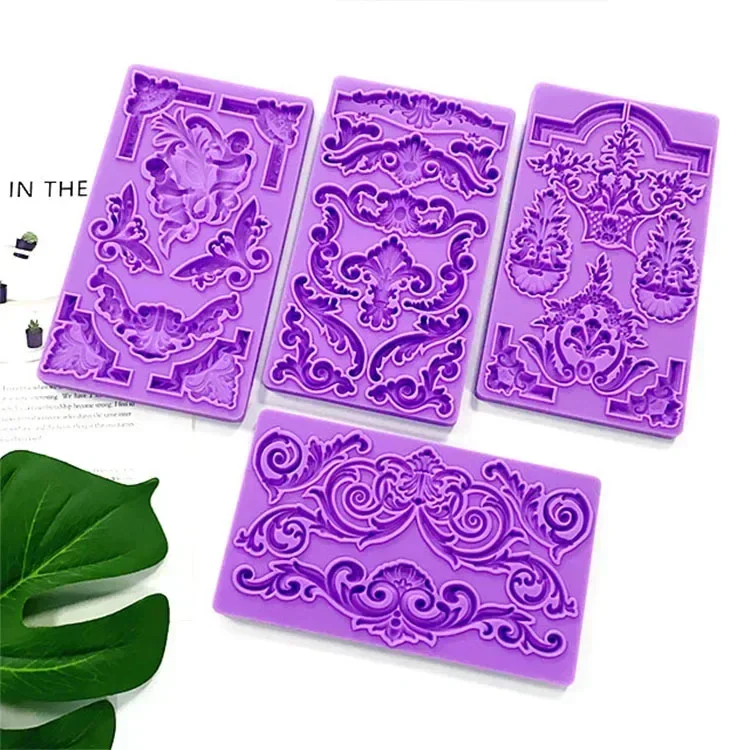 Baroque Relief Silicone Mold Totem Border Relief Fondant Cake Mold European Style Retro Relief Cake Decoration Epoxy Resin Molds