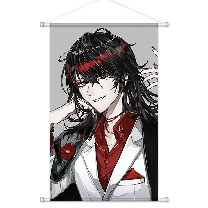 VIKAMA Cool Male VTuber Fan Art Scroll Tapestry Printed Wall Hanging Poster Backdrop for Bedroom Dorm Apartment Home Wall Decor