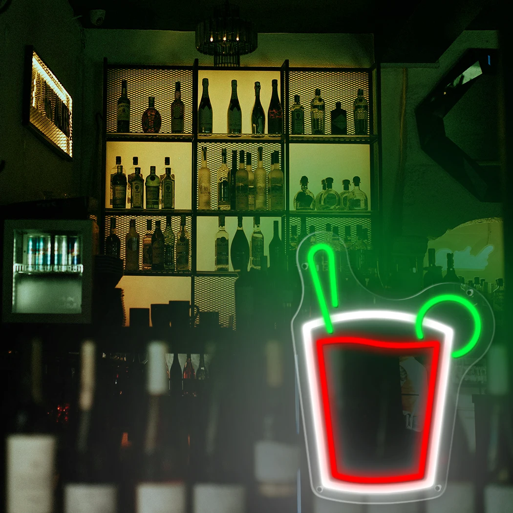 Beverage Cup LED Neon Sign Party Light With USB Portable Wall Decor for Home Bar Bedroom  Birthday Wedding  Shops Coffee Neon