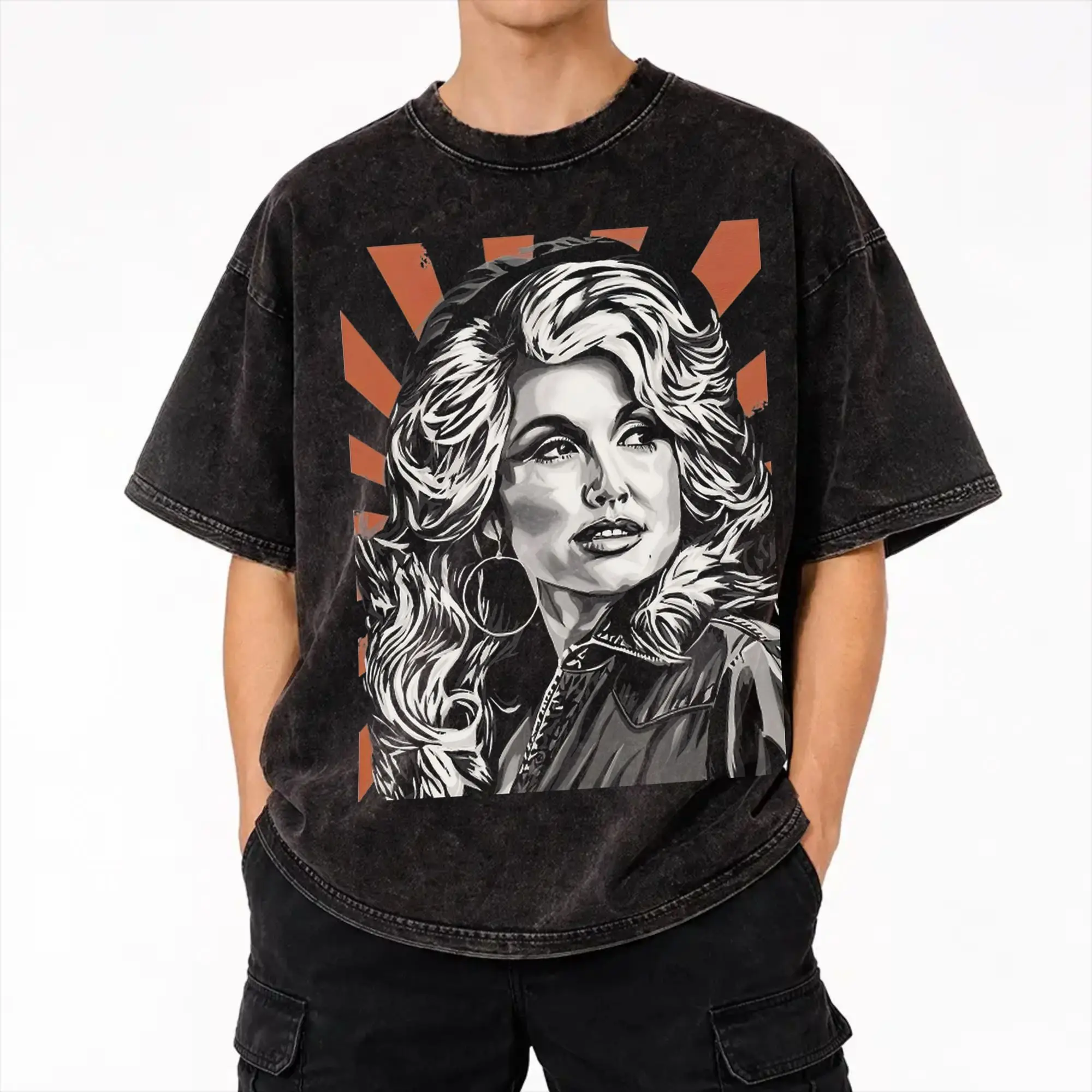 Harajuku Washed Shirts RIP Dolly Parton Apparel Vintage T Shirt Oversize  Streetwear Short Sleeve Printed Tops Tees