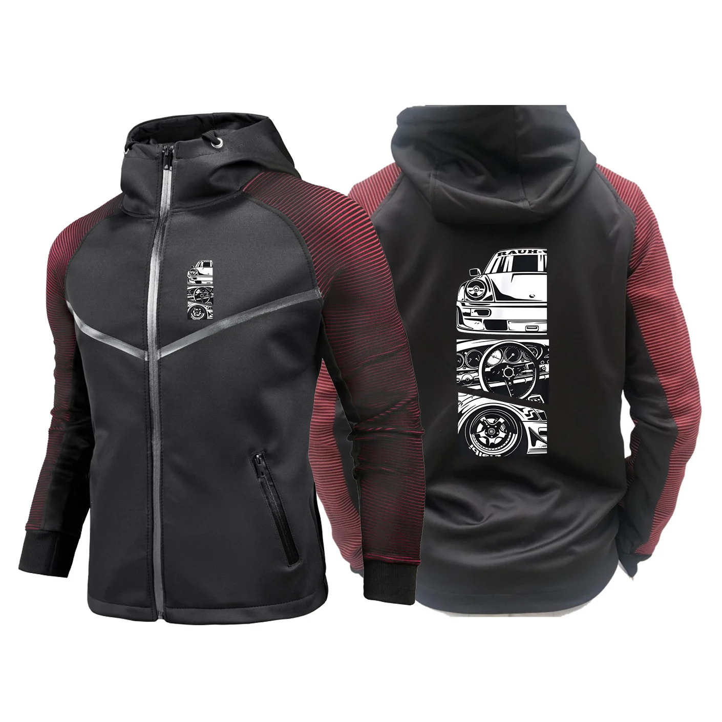 JDM Japanese Automotive Retro Race Motorcycle Racing Team Competition Men's Zipper Jacket Men's Spring and Autumn Sports Hoodies
