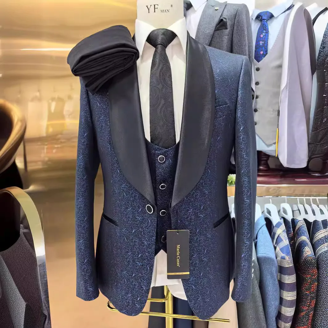 

Spring 2024 Cross-border Plus-size Men's Jacquard Suit Wedding Dress Groom Suit Mens Suits 3 Piece Men Clothing Mens Suits