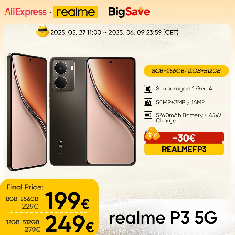 Globale Version realme P3 5G Smartphone Snapdragon 6 Gen 4 120Hz AMOLED Esports Display 50MP AI