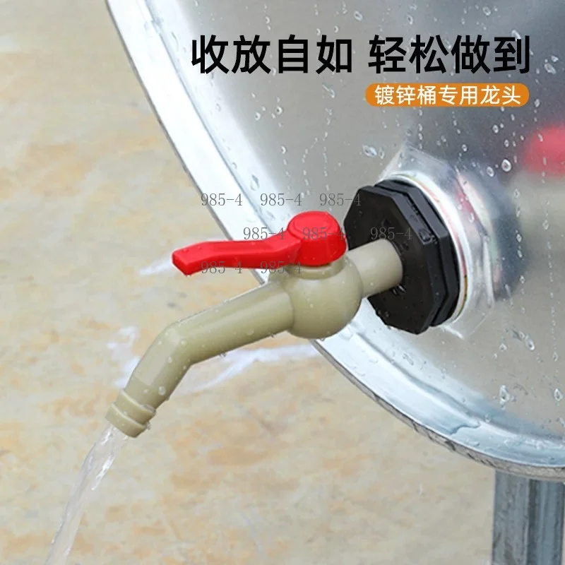 200L Drum Tap with Cross Lid, Large Flow Plastic Barrel Faucet Valve, Leak-Proof Discharge Spout for Oil Chemical Drum
