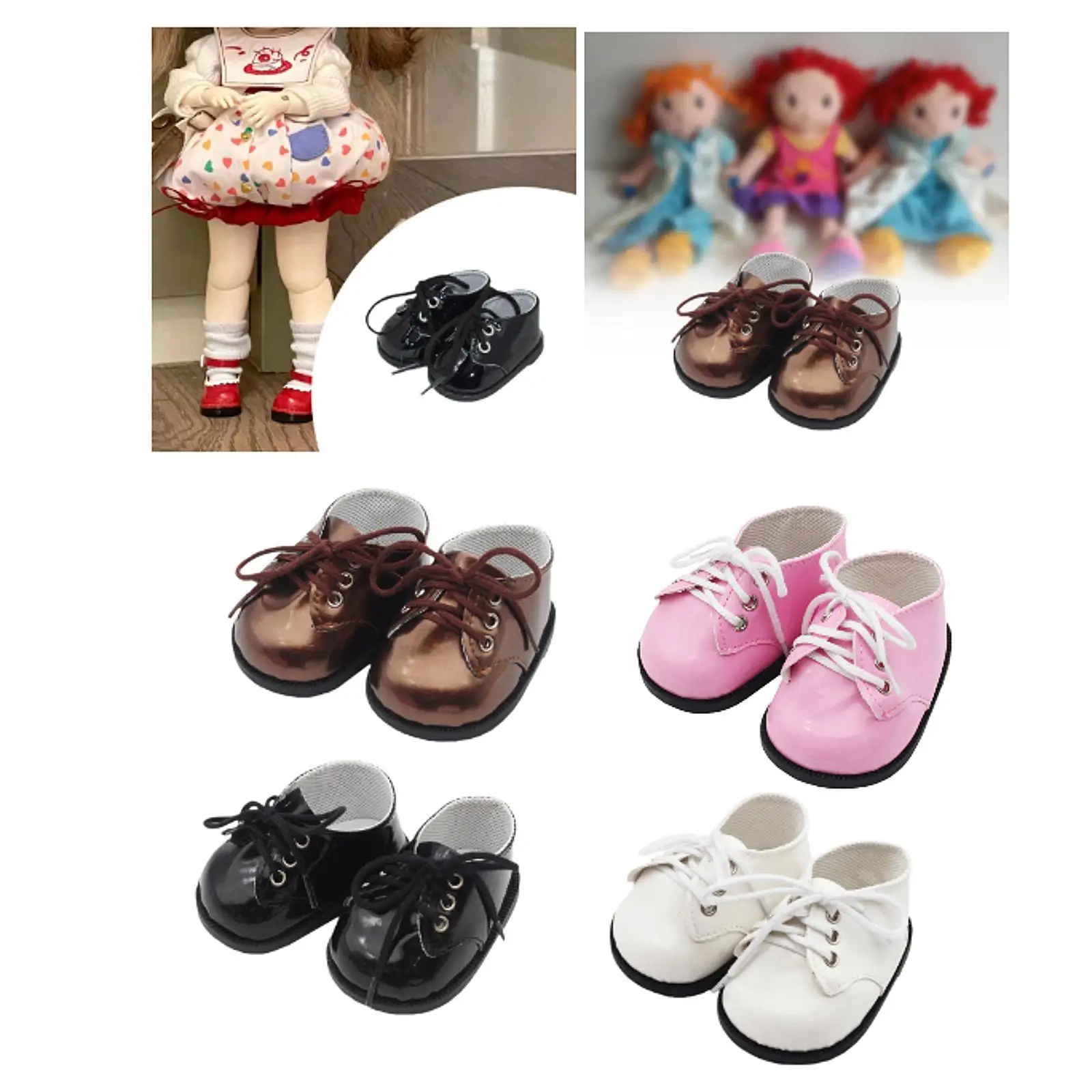 Plush Figure PU Leather Shoes Make Your Own Dolls Casual Shoes Lace up Shoes for 38cm Dolls