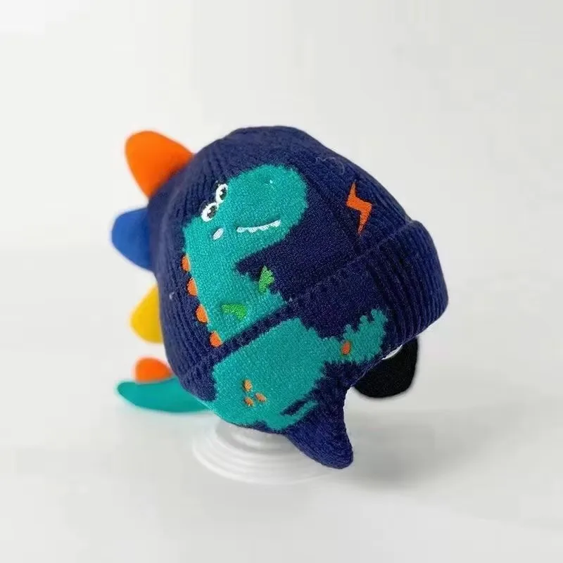 Winter Warme Baby Ohrenschutz-Mütze 3D Dinosaurier Kinder Ohrenwärmer Kappe Cartoon Kleinkind Wollene Strickmützen 2-6 Jahre Kinder Beanies – Detail 9
