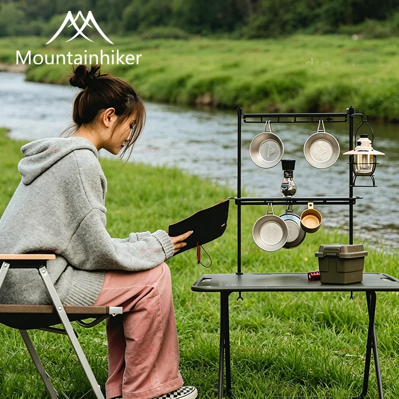 

Mountainhiker Portable Camping Shelf Aluminum Alloy IGT Lantern Stand Detachable Picnic Tableware Hanging Racks Storage Shelf fo