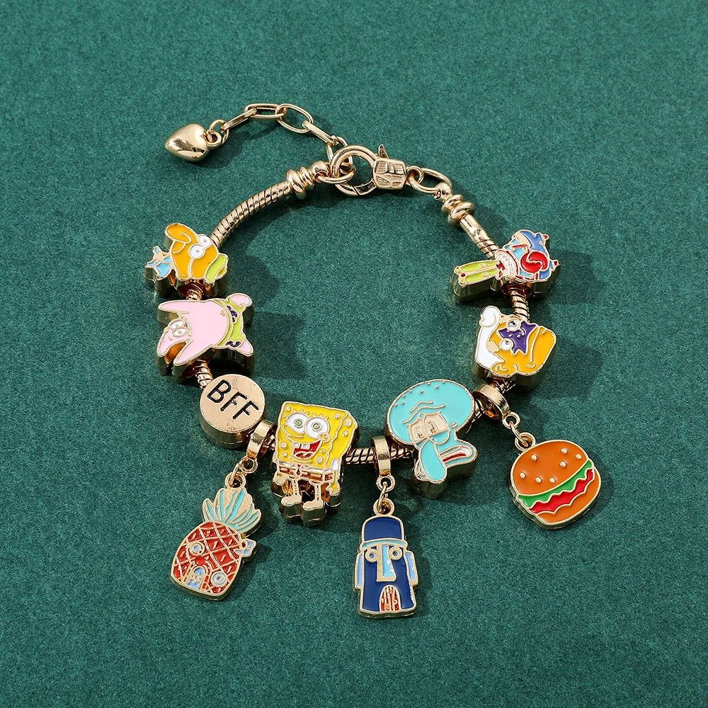 Spongebob Squarepants Charms Bracelet Y2k Femme Jewelry Accessories With Squidward Tentacles Patrick Star Bff Bracelet Spongebob