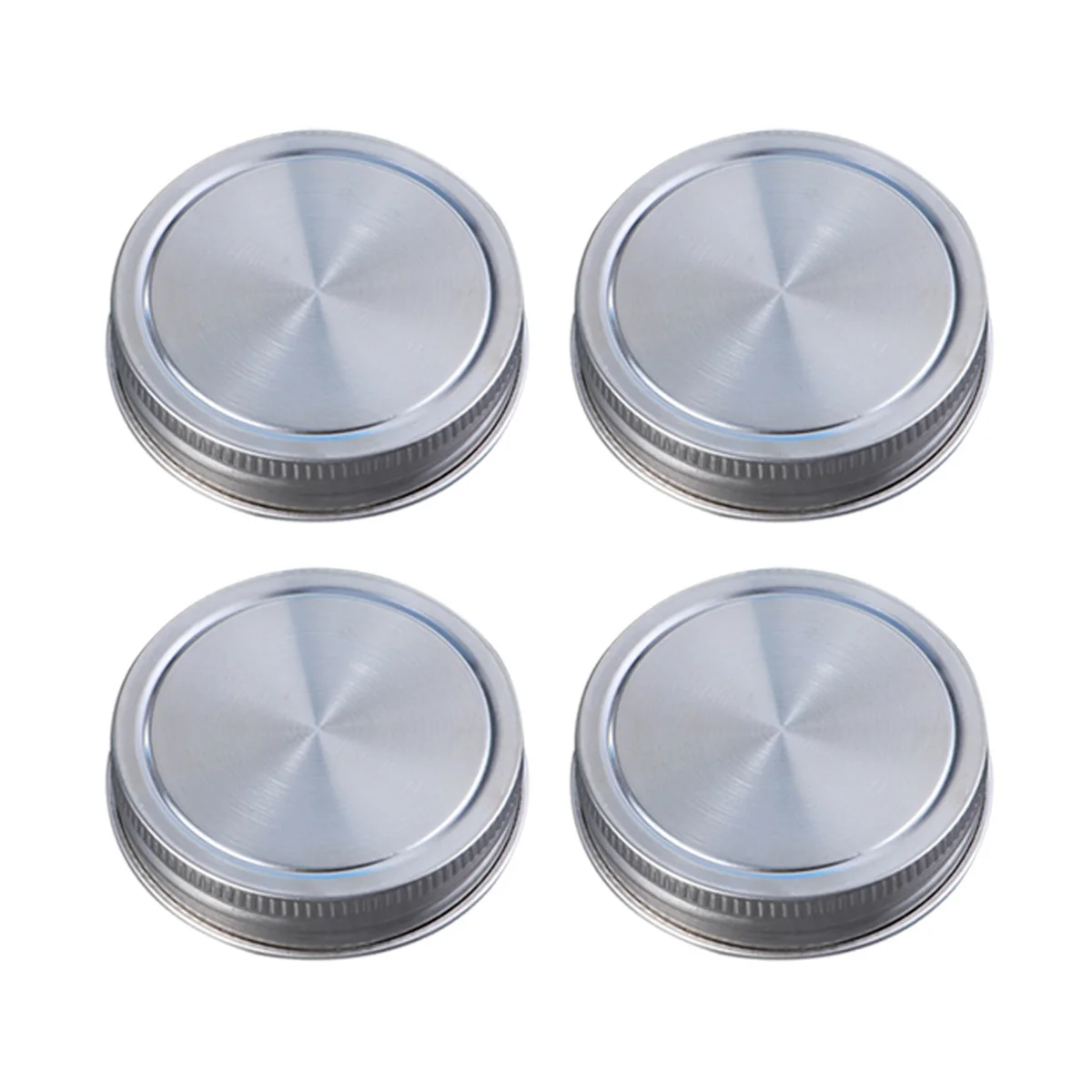 

4pcs Stainless Steel Sealing Lid Leakproof Cover For Wide Mouth Mason Jars Food Storage Fermentation Reusable Home Kitchen Use