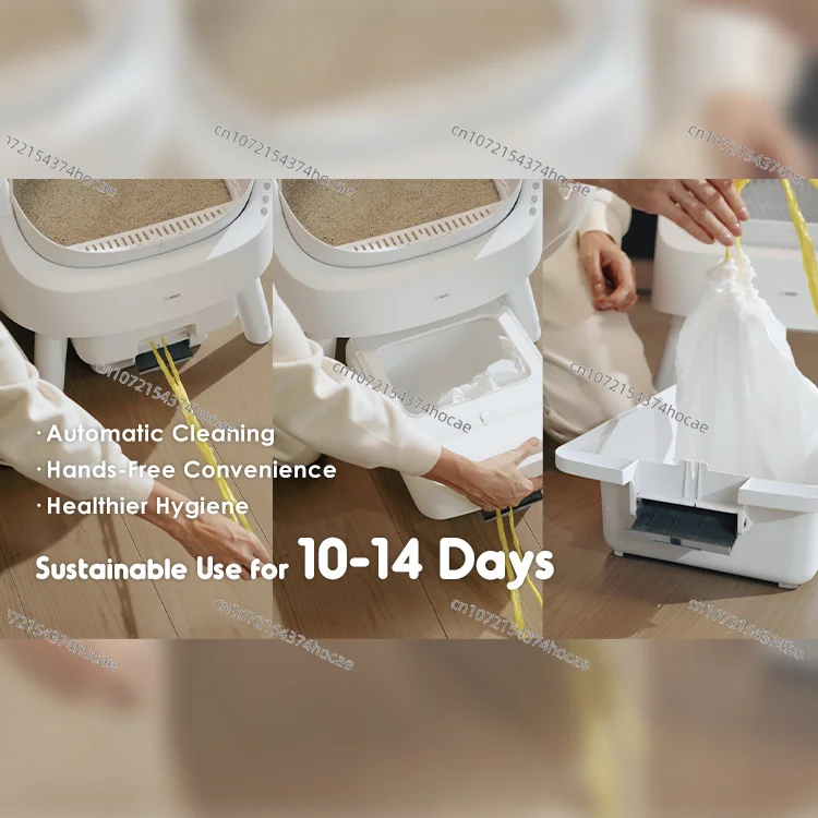 Large Capacity Self Cleaning Cat Toilet Dual Mode Deodorizing Plastic Cat Litter Box Easy Use view 3