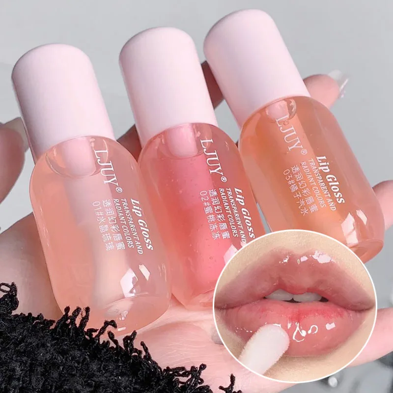 Crystal Jelly Lip Oil Lasting Hydrating Lip Gloss Tinted กันน้ําโปร่งใส Moisturizing Lips Plumper เกาหลี Care เครื่องสําอาง