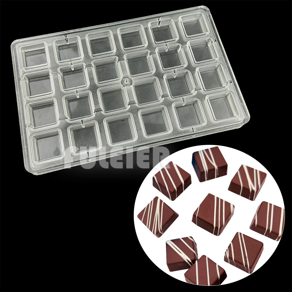 Square Polycarbonate Chocolate Mold Block Baking Bonbons Candy Bar Mould Cake Confectionery Tool baking Candy Mold