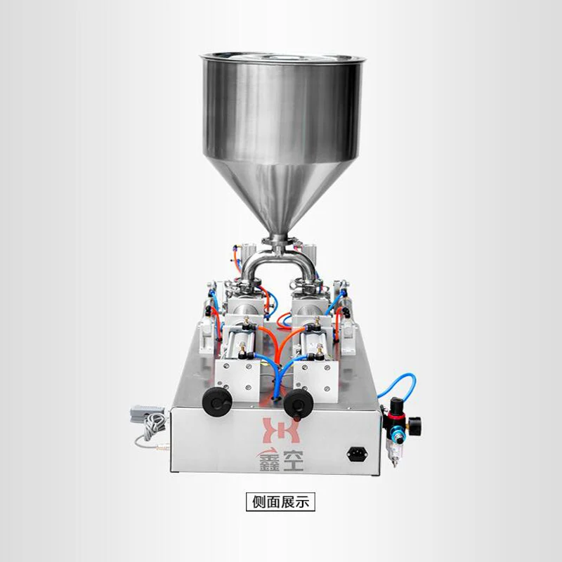 

Semi-Automatic Double Head Pneumatic Bottle Filler Juice Water Beverage Oil Liquid Filling Machine