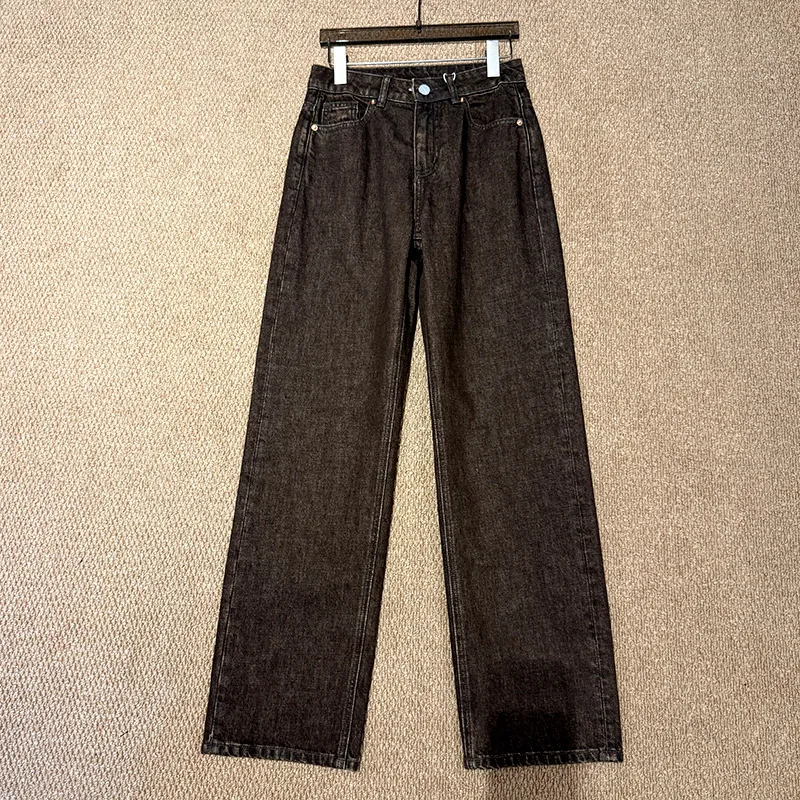 Early autumn retro high waist and thin simple narrow version straight jeans women