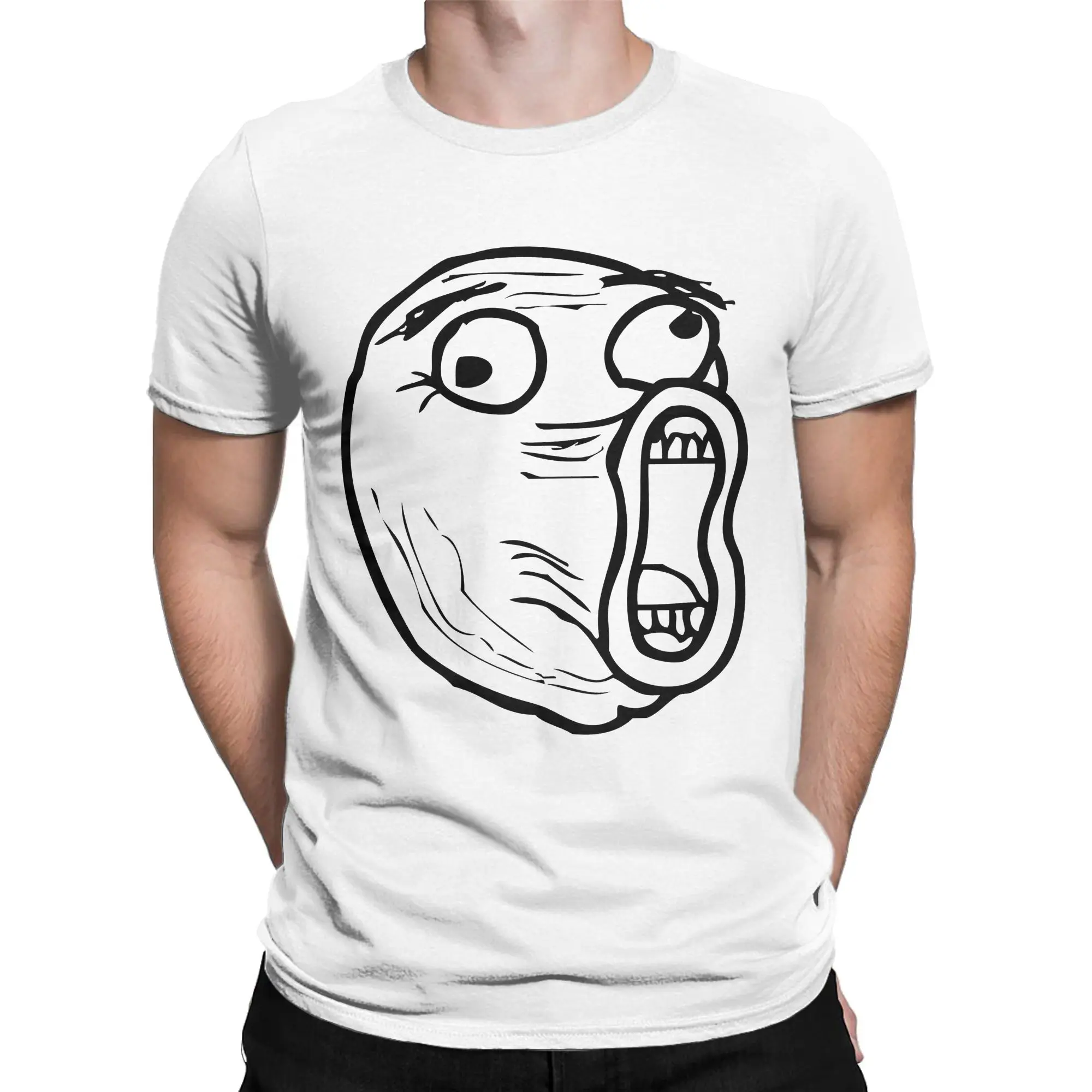 Troll Face Meme Big T Shirts for Men Cotton Vintage T-Shirt O Neck Interesting Funny Tee Shirt Short Sleeve Clothing 4XL 5XL