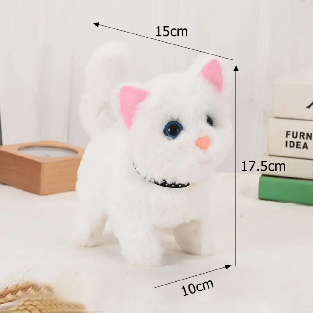Interaktives Katzen-Plüschtier zum Gehen, Wackeln, Schwanz mit Sound, Gehroboter, Kätzchen-Plüschbegleiter, sanft zu berühren