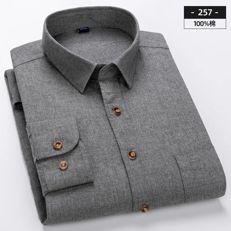 Soft Cozy Shirt Men Long Sleeve Plaid Striped Shirts 5XL 100 % Cotton Long Sleeve Shirt for Men Business Casual Relaxed Fit