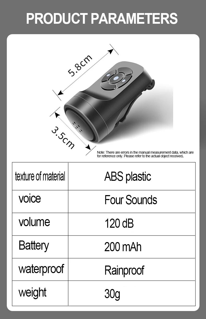 USB Aufladbare Fahrrad Motorrad Elektrische Glocke Mountain Road Radfahren Anti-diebstahl Alarm Horn Roller Fahrrad Zubehör Laute Glocke – Detail 9