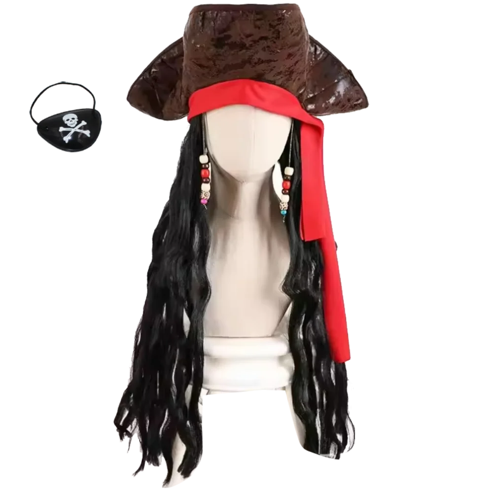 

Аксессуары для вечеринки на Хэллоуин: пиратская шляпа и парик Джека Спаррока для взрослых мужчин