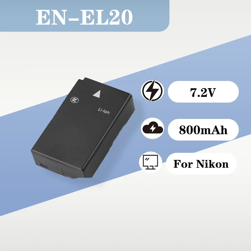 7.2V 800mAh Long Lasting EN-EL20A Rechargeable Battery For Nikon Coolpix P1000 P950 J1 J2 J3 AW1 S1 V3