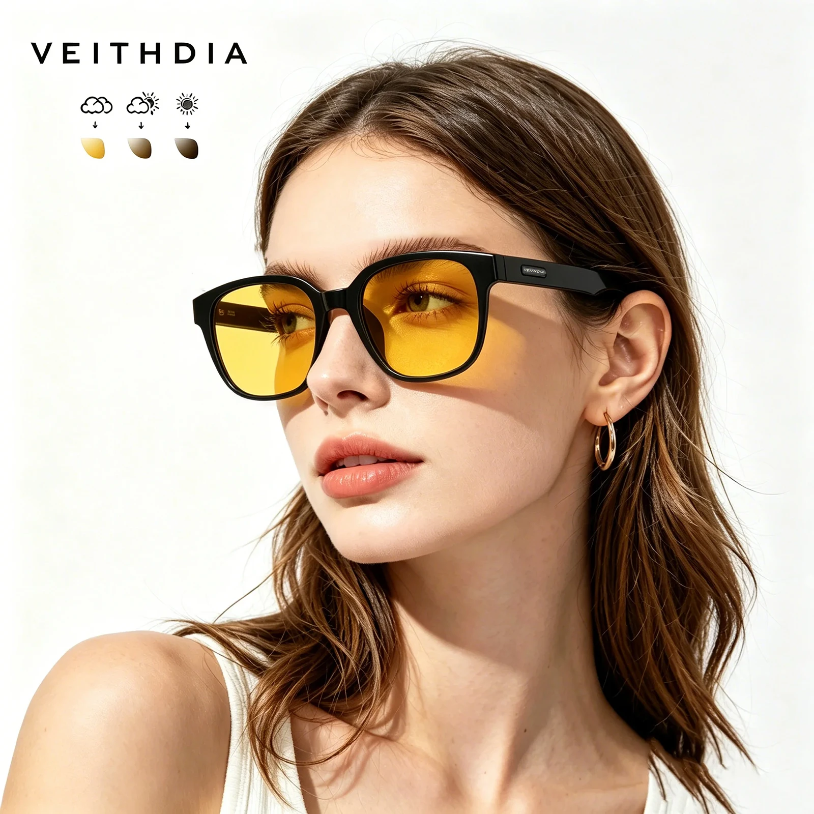 VEITHDIA Brand Urban Fashion Sunglasses Polarized UV400 Lens Glasses Anti-reflective TR90 Frame Eyeglasses For Men Women V79T00