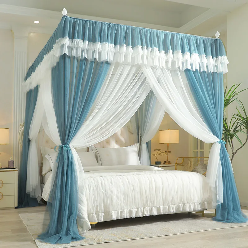 

Двухслойная роскошная напольная москитная сетка с дверцей для спальни, домашнего использования, с каркасом из нержавеющей стали