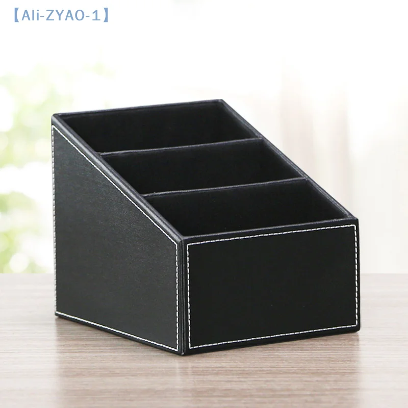 【ZYAO-1】PU-Leder-Fernbedienungshalter, Desktop-Organizer, Aufbewahrungsbox für TV-Anleitung, Post, Telefon, Büro, Sortierung, Gitterregal
