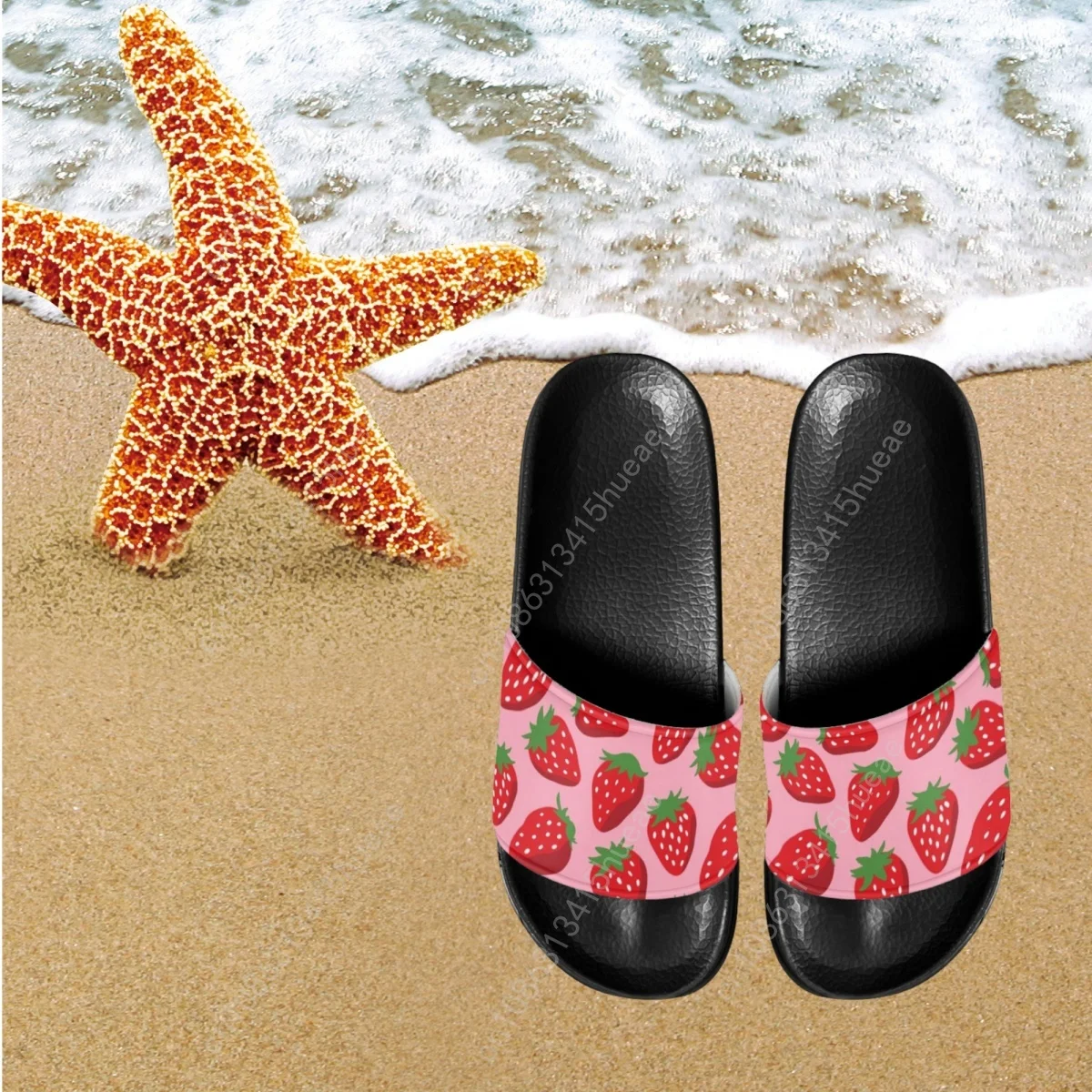 Aardbei Patroon Vrouwen Huishoudelijke Slippers Antislip Buiten Platte Sandaal Douche Slippers Voor Dames Zomer Zachte Glijbanen