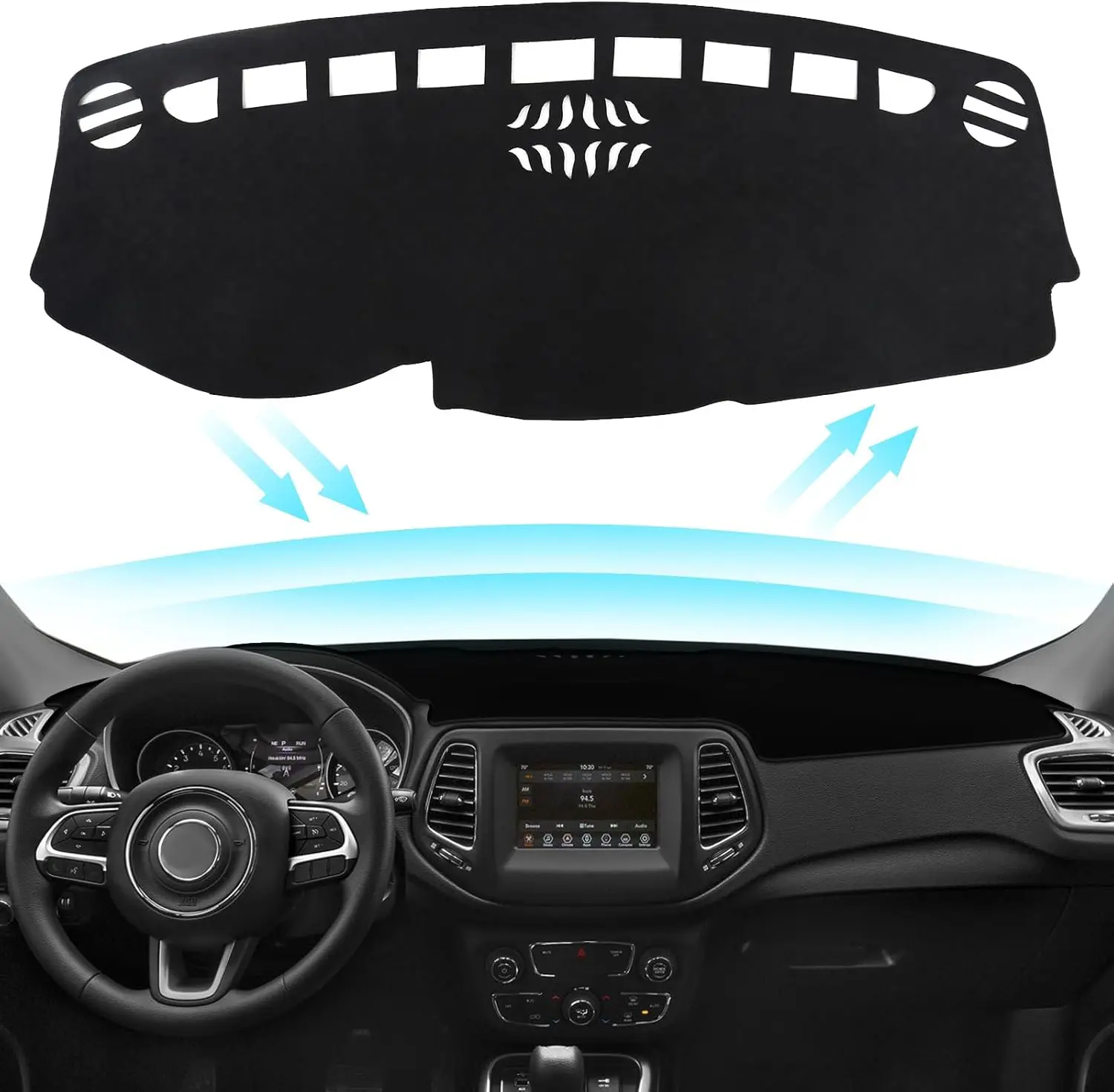 Black Dashboard Dash Board Cover Mat Carpet For Jeep Compass 2017-2021 Accessories Dash Cover Flannel Material Dash Mat Sunshade