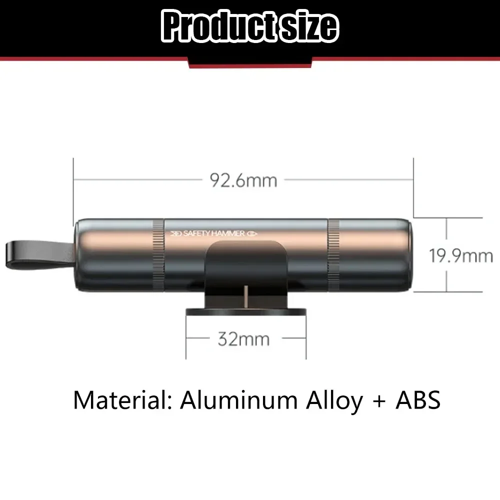 Spring-Powered Car Emergency Escape Tool Window Breaker Seat Belt Cutter Compact Auto Glass Punch Hammer