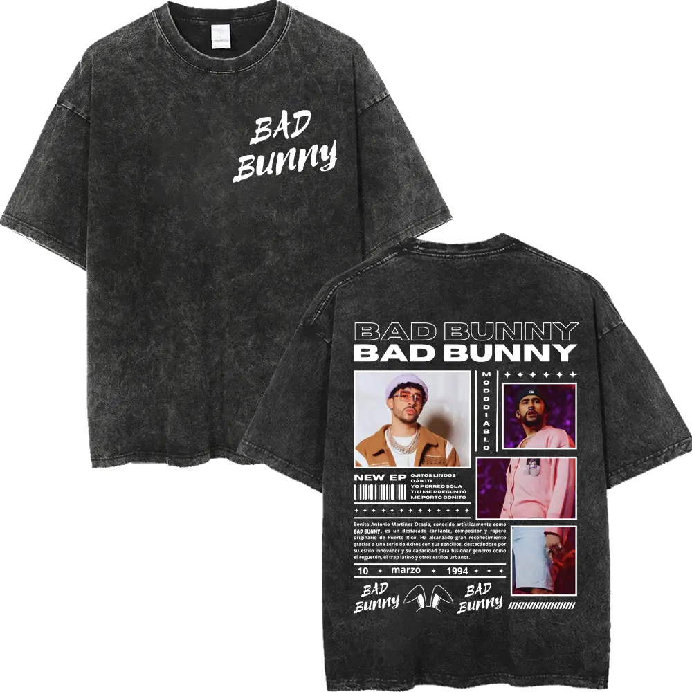 

Vintage Washed Limited Bad Bunny Graphic T Shirts Streetwear Harajuku Hip Hop T-shirts Men Women Fashion Casual Cotton T-shirt
