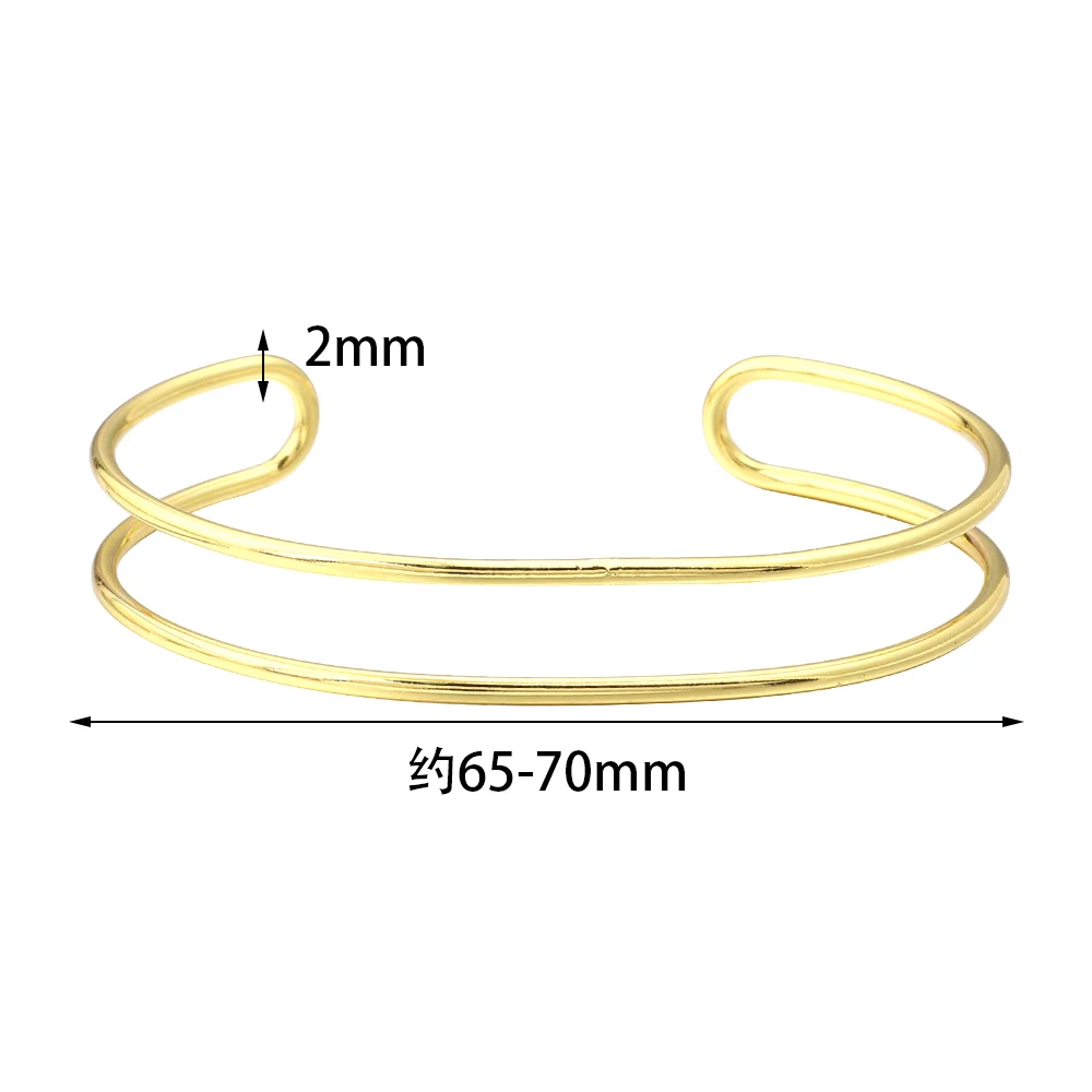 1 قطعة بسيطة النحاس المفتوحة الكفة الإسورة أنيق طبقة مزدوجة سوار لفتاة النساء DIY بها بنفسك صنع المجوهرات سوار الهدايا اكسسوارات
