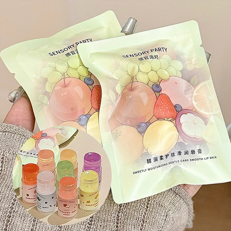 Sensory Party Fruit-Flavored Lip Balm |   Fragrance 8 Types of Natural Ingredients Soft Moisturizing Lip Lines Anti-Cracking Mini Package Portable Autumn and Winter Essential view 4