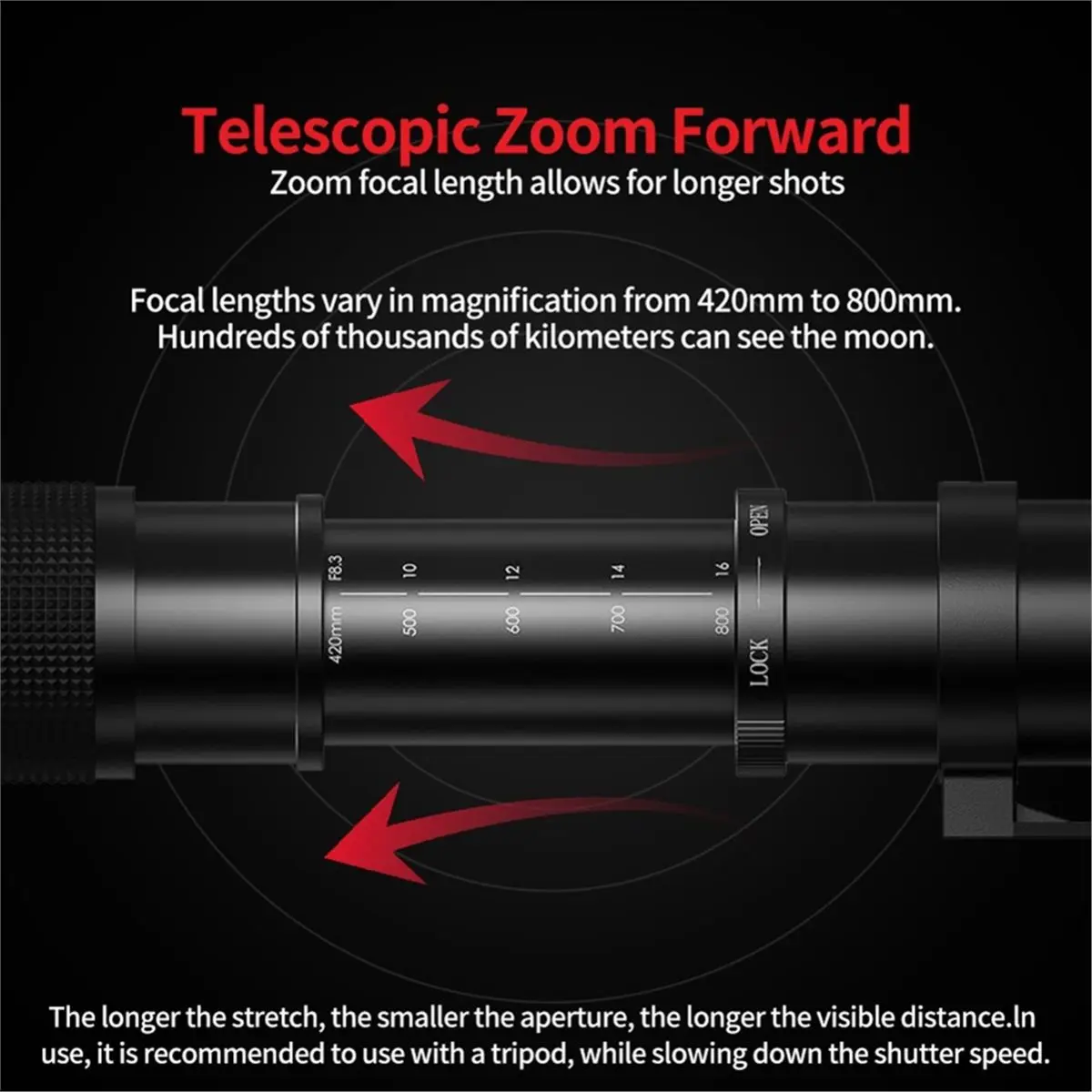 420-800mm F/8.3 Telephoto Lens Zoom SLR Camera Lens for F-Mount Camera