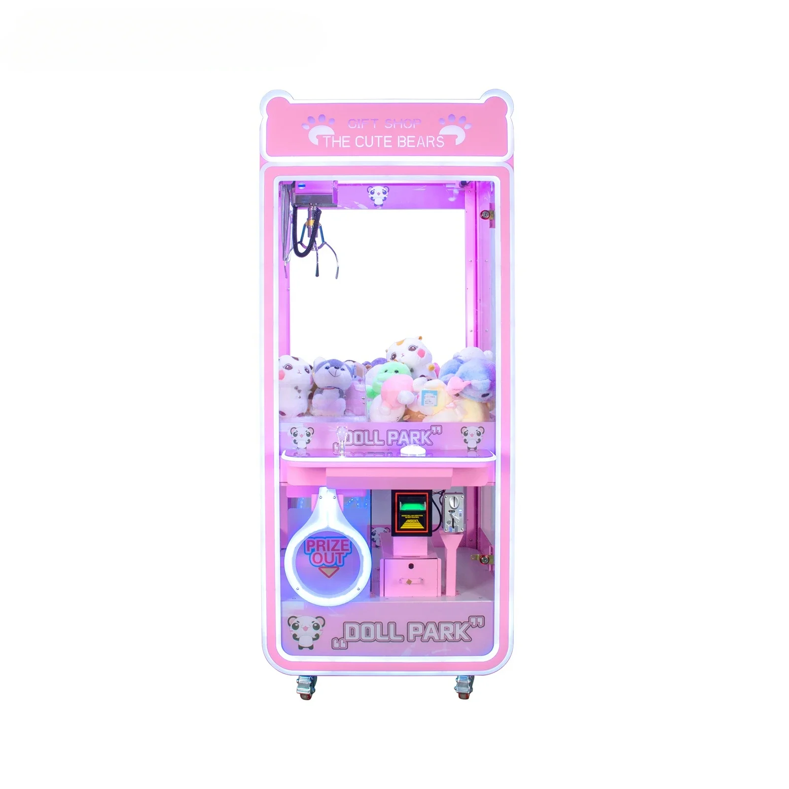 Custom Coin Operated Toy Vending Arcade Claw Crane Machine Cheap Bill Operation Doll Claw Machine With Bill Acceptor