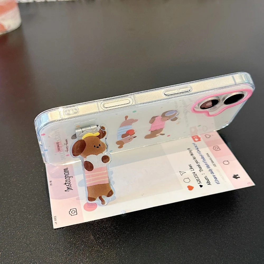 Niedliche Cartoon-Welpen-Tier-Handyhülle in einfarbiger Ausführung für iPhone 18 17 Air 16 15 14 13 12 11 Pro Max 7 8 Plus, stoßfeste, weiche Hülle – Detail 3